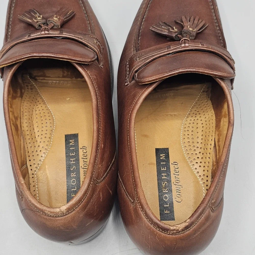 Florsheim Comfortech Kiltie Tassel Penny Loafers Leather Old Money Sz 9.5 D